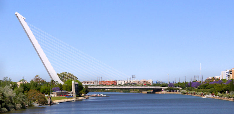 Alamillo Bridge, Alfonso XIII canal, Seville, Spain