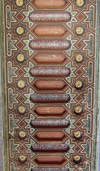 Ceiling decoration in the Courtyard of the Dolls area, Alcazar, Seville, Spain