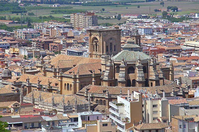 View of Granada Cathedral from the Alhambra, Spain