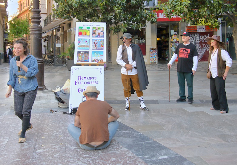 European election promotion in the Plaza del Carmen, Granada, Spain