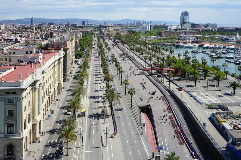 Barcelona cityscape, (Cathedral and Sagrada Familia)e, Spain